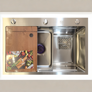 Fregadero de Cocina de Doble Cubeta de Acero Inoxidable 201, 3.0mm de Grosor, Acabado Cepillado, Opciones de Color Negro y Gris - Product Image 1