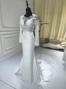 S2225N 2026 Nuevo Envío Directo, Vestido <span class=keywords><strong>de</strong></span> Novia Sirena <span class=keywords><strong>de</strong></span> Alta Calidad, Personalizado, Elegante, Sin Espalda, <span class=keywords><strong>Manga</strong></span> <span class=keywords><strong>Larga</strong></span>, con Apliques <span class=keywords><strong>de</strong></span> Encaje - Product Image 4