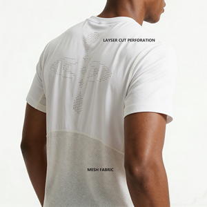 Magliette sportive a rapida asciugatura con perforazione tagliata al laser, in nylon elasticizzato, da uomo - Product Image 2