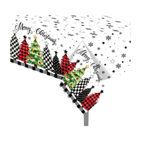 Nappe de table de Noël Huancai, motif arbre, noir, à carreaux Buffalo, en plastique, jetable, pour fournitures de fête de Noël