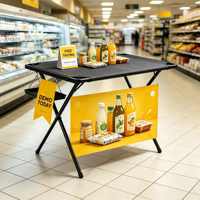 Comptoir promotionnel pliable ovale personnalisé en aluminium ShengShiJiaHua pour salon professionnel, stand d'exposition portable, table de réception, modèle PT01