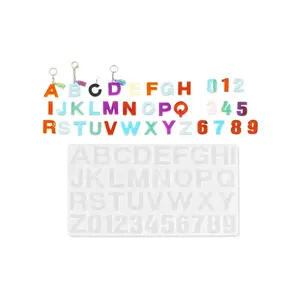 Alphabet holographique grand silicone 3d bijoux lettre numéro moules plateau pour résine époxy accessoires artisanat moulage art kit paquet