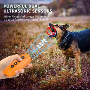 Dispositivo portátil de disuasión de ladridos de perros <span class=keywords><strong>Antiladridos</strong></span> 2 Diseño de emisores sónicos repelente de perros de largo alcance para exteriores con linterna Led - Product Image 4