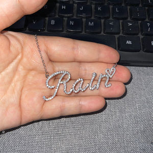 Collar UWIN con Colgante de Nombre Personalizado con Letra Inicial en Forma de Corazón, Letra Mayúscula o Minúscula, Joyería para Mujer y <span class=keywords><strong>Hombre</strong></span> - Product Image 3