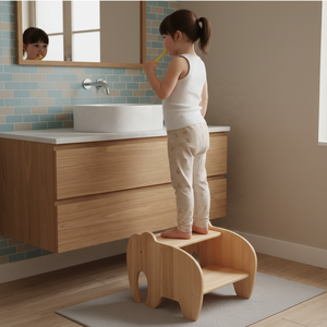 Cao cấp rubberwood trẻ em bước phân nhẹ trẻ bước Phân đa chức năng động vật chân có thể đứng/ngồi - Product Image 2