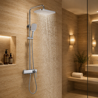Ensemble de douche pluie moderne 3 fonctions, finition chromée, système de douche en laiton massif avec mitigeur