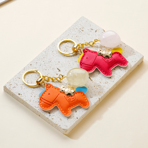 Porte-clés en gros : Artisanat en cristal, <span class=keywords><strong>pierre</strong></span> naturelle roulée, porte-clés cheval, charme de sac Reiki de guérison, pendentif clé - Product Image 1