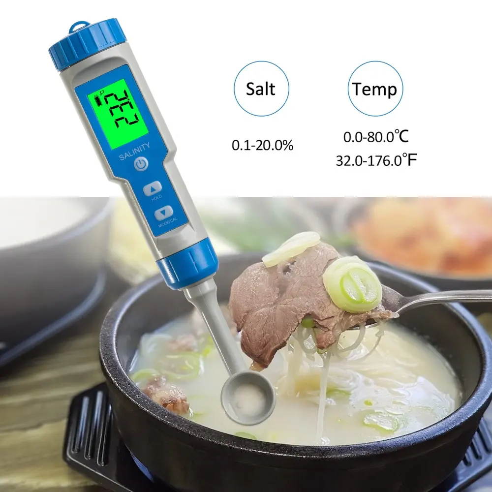 Medidor de salinidade com tela lcd, ferramenta de medição 0.0-20.0%, à prova d' água, digital, testador de salinidade com colher