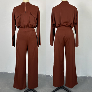 HK6993 Completo Casual da <span class=keywords><strong>Donna</strong></span> Autunnale, Top Corto con Maniche Lunghe e Coulisse, <span class=keywords><strong>Pantaloni</strong></span> Cargo a Vita Alta, Set Coordinato 2 Pezzi - Product Image 3