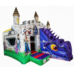 Château <span class=keywords><strong>gonflable</strong></span> commercial pour enfants, thème chevalier médiéval, avec toboggan, idéal pour la location - Product Image 1