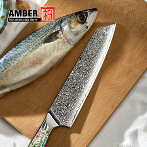 Ambra 67 strati VG10 damasco 8 pollici Kiritsuke coltello professionale da <span class=keywords><strong>cucina</strong></span> coltello da <span class=keywords><strong>cucina</strong></span> con manico in resina Abalone - Product Image 3