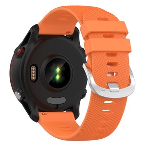 Bracelet à boucle en métal argenté de 22mm pour Garmin <span class=keywords><strong>Forerunner</strong></span> <span class=keywords><strong>255</strong></span> 265 Music Venu 2 Cross Grain Silicone Watch Band - Product Image 3