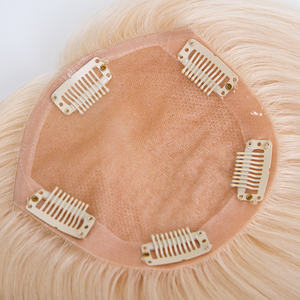 شعر مستعار نسائي من الشعر الأوروبي الأبيض الأشقر المستقيم من توب إيلز، جاهز للشحن، قاعدة حريرية كاملة 5*5 مع بولي يوريثين، للصالونات - Product Image 1