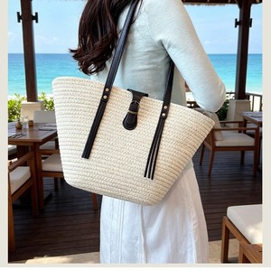 Sac de plage tressé en PU, nouveau, grande capacité, avec fermoir magnétique, pour femme, vente en gros - Product Image 4