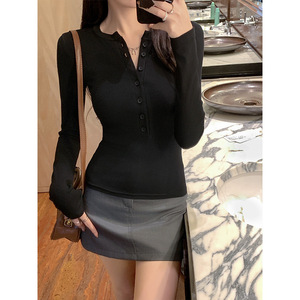 <span class=keywords><strong>T</strong></span>-<span class=keywords><strong>shirt</strong></span> pour femme, décontracté, à épaules dénudées, col rond, manches longues, uni, polyester et élasthanne, coupe ajustée, pour étudiante, nouveau printemps 2025 - Product Image 4