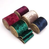 Ruban en velours froissé à bords filés LINGKAI avec bordure dorée, ruban en velours multicolore pour couronnes de Noël, emballage cadeau, décoration