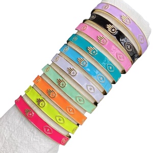 Bijoux tendance tendance <span class=keywords><strong>en</strong></span> plaqué or, émail coloré, bracelet de manchette ouvert à la main pour femmes, vente <span class=keywords><strong>en</strong></span> gros - Product Image 2