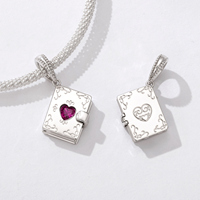 Charme de livre « Amour éternel » avec pendentif en zircon en forme de cœur, plaqué argent, bijoux romantiques unisexes, cadeau