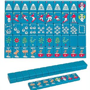 Kit de Mahjong Américain Personnalisé Thème Ski, Tuiles de Mahjong Flocon de Neige et Motif Skieur pour Cabane d'Hiver et <span class=keywords><strong>Jeux</strong></span> de Réunion de Noël - Product Image 5