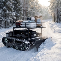 Tondeuse à gazon industrielle efficace sur chenilles, charrue à neige, véhicule utilitaire avec phares LED avant, télécommande sans fil personnalisable