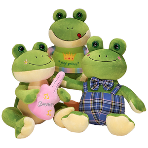 かわいい寝枕幸せな笑顔のカエルかわいい柔らかいカエルぬいぐるみ人形ドレスぬいぐるみぬいぐるみカエル人形ギフト用 - Product Image 1