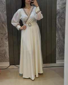 Robe musulmane décontractée pour femmes, style Dubaï, abaya, robe longue en denim avec strass, grande taille, activités ethniques, travail, Moyen-Orient - Product Image 3