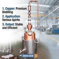 ZJ 100L Compact Type Rouge Cuivre Pot Direct à Reflux Plaques Colonne Distillateur pour Whisky Brandy Vin