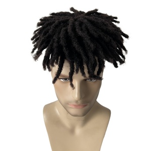Indian Virgin Human Hair Hairpiece 3inches <strong>Short</strong> Hair <strong>Dreadlocks</strong> Toupee #1B Color 8x10 Mono Base Unit for Black <strong>Men</strong> - Product Image 2