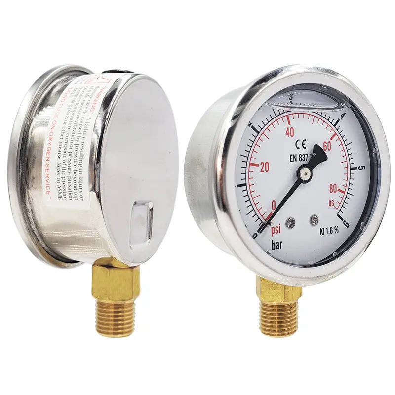 Öldruckmaßstab Edelstahlgehäuse Bourdon-Rohrdruckmaß Druckmessgeräte Manometer