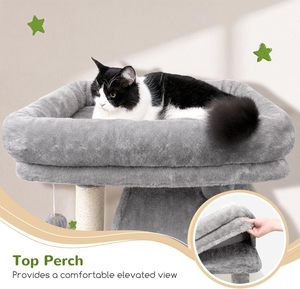 Griffoir d'intérieur robuste et moderne en bois extra large avec hamac et niche pour chat - Product Image 4