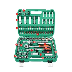 108Pcs Car Repair Tool Set 72T 1/2 1/4 Socket Ratchet Wrench Hand Maintenance Kits Toolbox Socket Set Universal Joint Accessory