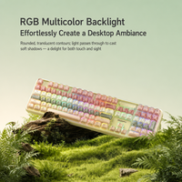 Clavier filaire MOFii Crystal Arc 708 RGB rétroéclairé silencieux ergonomique 105 touches pleine taille pour le bureau, esthétique, couleur pastel