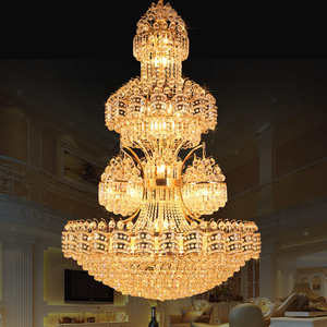 Lustre suspendu personnalisé de luxe pour salle de banquet, grand luminaire d'escalier, hall d'hôtel, mariage, <span class=keywords><strong>avec</strong></span> boules de cristal LED - Product Image 1