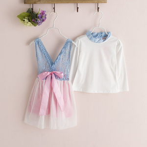 Ensemble de deux pièces pour enfants, chemise et robe en dentelle pour filles, nouveau produit - Product Image 4