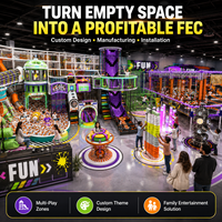 Grand centre de divertissement familial intérieur commercial : équipement de terrain de jeux, parc de trampolines, parcours ninja, piscine à balles, aventure et amusement