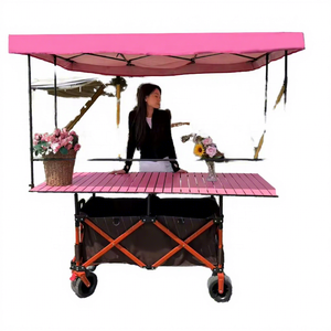 Nouvelle Grande Table Pliante Métallique Personnalisée pour Snacks et Repas, avec Auvent pour Chariot de <span class=keywords><strong>Vente</strong></span> de Rouleaux d'Œufs, à Quatre Roues, 167x60cm, pour <span class=keywords><strong>Camping</strong></span> et Extérieur - Product Image 1