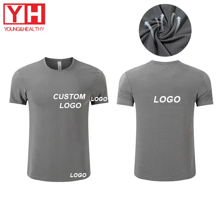 2024 Young Healthy Gym Tee Logo personnalisé chemise d'entraînement Gym t-shirt séchage rapide course entraînement Fitness Sport Polyester blanc