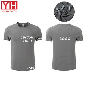 2024 Young Healthy Gym Tee Custom Logo Training Shirt Gym T Shirt Quick Dry Running Workout Fitness Sport Polyester Blank