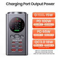 Pengisi Daya Cepat GaN 100W 60W 20W Dengan Layar Pintar, Adaptor 7-in-1 untuk Penggunaan Desktop Dalam Ruangan