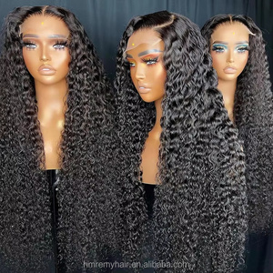 Perruque longue bouclée en cheveux vierges Remy WaterWave africains de 20-30 pouces avec fermeture en dentelle transparente 4x4 pour femmes - Product Image 2