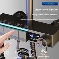 Système de douche de salle de bain à cascade numérique murale en cuivre intelligent Thermostat de piano de pluie de haute technologie avec ensemble de robinets de massage
