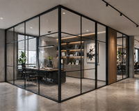 Cloison de séparation de bureau en verre à structure en acier et aluminium robuste, haute stabilité, insonorisée, pour salle de réunion
