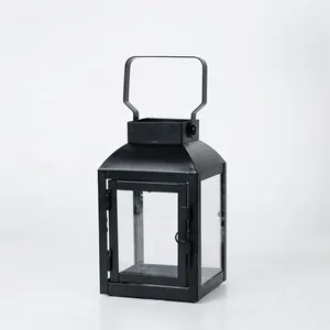 Outdoor oder Indoor Home Decoration Tisch hängen Dekor Laterne Mini Black Metal Kerze Laterne ohne LED-Kerze