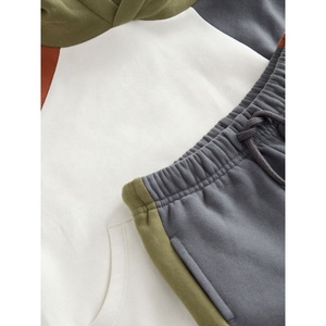 Sudadera deportiva de dos tonos para niños con logotipo personalizado, ropa de calle, conjunto de 2 piezas para entrenamiento, chándal de bloque de color empalmado para niños - Product Image 4