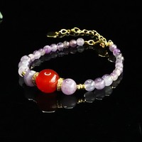 Bracelet en perles de pierres précieuses naturelles Aiyu en améthyste taillée, collier en agate rouge, vente en gros transfrontalière en e-commerce via diffusion en direct, S6061804