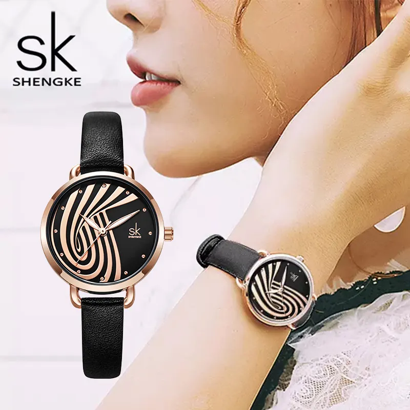 SHENGKE Brand Support Dropshipping Women Watches Wholesale Ultra Thin Wrist Woman Watch Lady Quartz Leather Band Watches