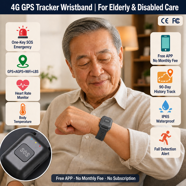G69 Elderly 4G GPS Bracelet Tracker With Fall Detection Alert +Temperature Sensor +Heart Rate Monitoring+SOS Panic Button