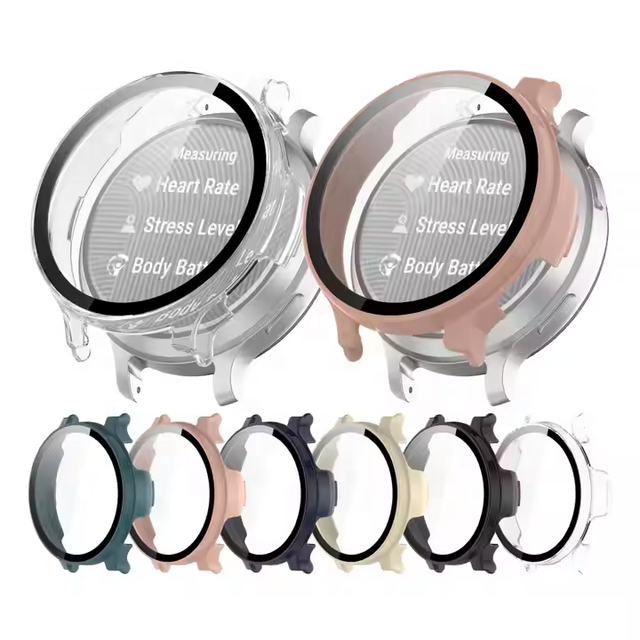 2 in 1 Tempered Glass Case Screen Protector for Garmin Lily 2 Active Watch Full Cover Protective Bumper