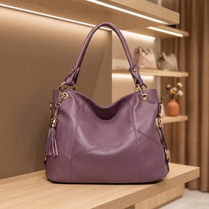 Pochette de luxe pour femme en cuir véritable de marque internationale BS, avec fermeture éclair, imperméable, durable, légère, capacité 3L+ - Product Image 5