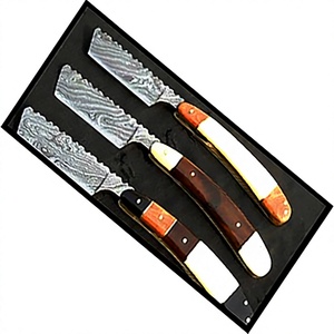 ASAP Economical Fixed-Blade Damascus Stainless Steel Shaving <b>Razor</b> Sustainable Wood Handle Multi-Use Personal Care <b>Men</b> Hotels - Product Image 5